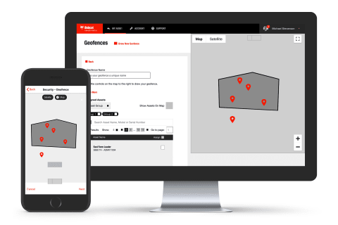 An image of Machine IQ Geofence on a desktop and mobile screen