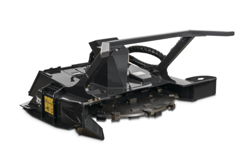 A Bobcat Disc Mulcher Attachment Against a White Background