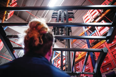 The View Upward From the Seat a Bobcat B20X-7 Forklift