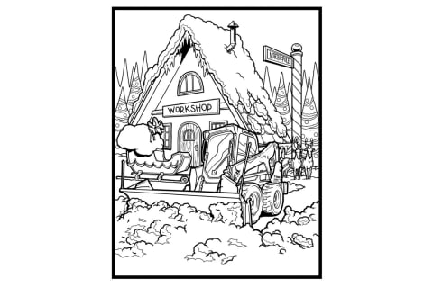 Image of Clearing the Snow Coloring Page