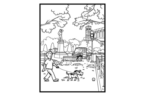 Image of Fall Walk in the Park Coloring Page