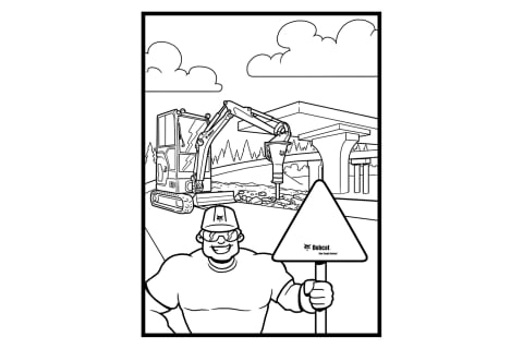 Image of Working on the Road Coloring Page