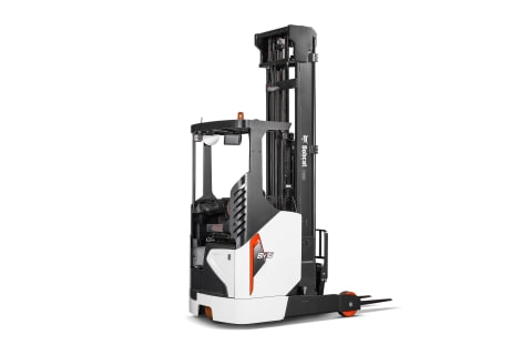 A studio image of the back view of the Bobcat BR16J-9 Reach Truck