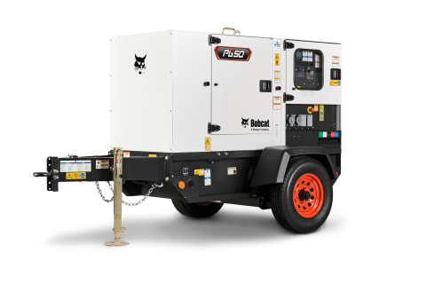 A studio image of the frontal view of the Bobcat PG50 Generator