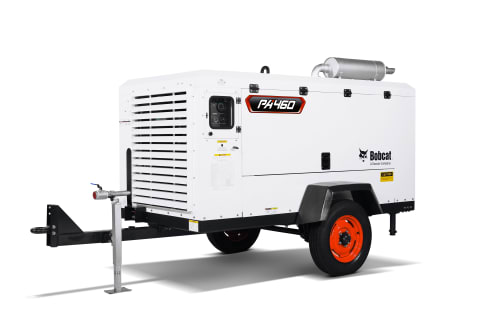 A studio image of the frontal view of the Bobcat PA460 Air Compressor