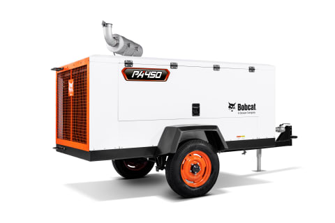 A studio image of the back view of the Bobcat PA450 Air Compressor