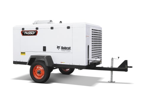 A studio image of the frontal view of the Bobcat PA550P Air Compressors