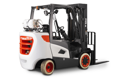 A Bobcat GC55C-9 BCS Internal Combustion Cushion Tire Forklift Against a White Background
