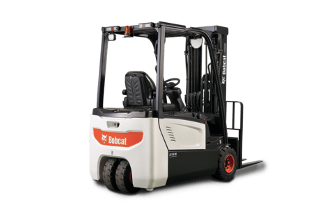 A Bobcat B18T-7 Plus Electric Counterbalance Forklift Against a White Background