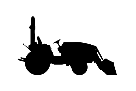 Black Bobcat Compact Tractor Icon on White Background
