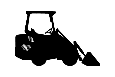 Black Bobcat Small Articulated Loader Icon on White Background