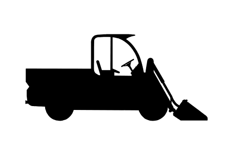 Black Bobcat Toolcat Utility Work Machine Icon on White Background