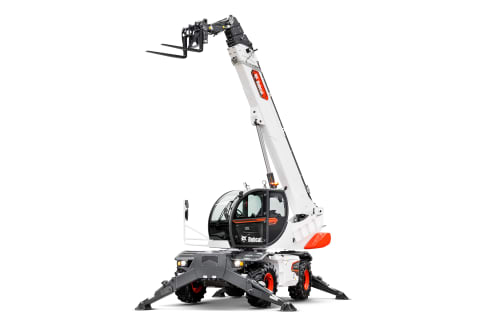 A studio shot of Bobcat's TR50.180 Rotary Telehandler with its boom extended.