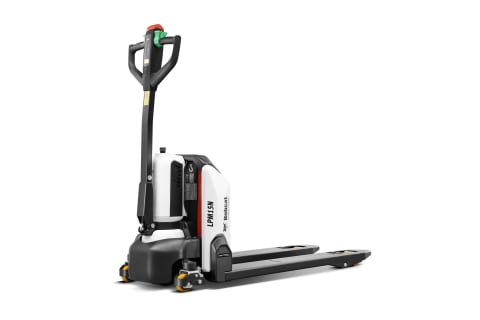 A studio image of the back view of the Bobcat LPM15N-7 Pallet Truck