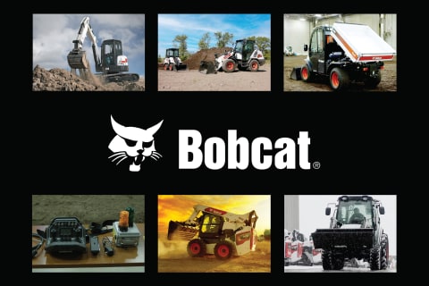 A Collage Showing Several Different Pieces of Bobcat Equipment 