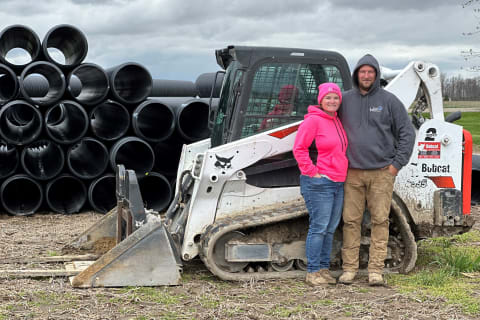 Andrea & Ben Mohr with Bobcat T595 Compact Track Loader at Jobsite