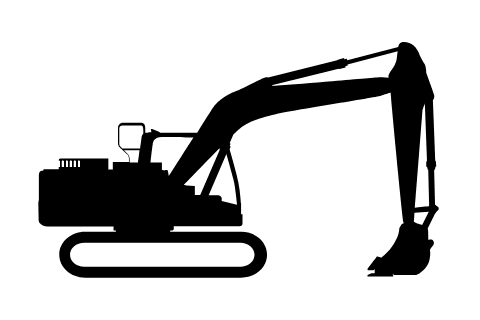 Black Bobcat Large Excavator Icon on White Background