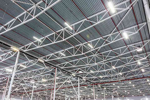 High-efficiency LED factory lighting.