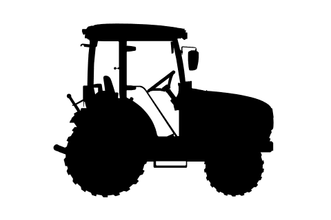 Black Bobcat Utility Tractor Icon on White Background