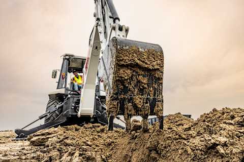 A Close-Up of the Bucket on a Bobcat B760 Backhoe Loader