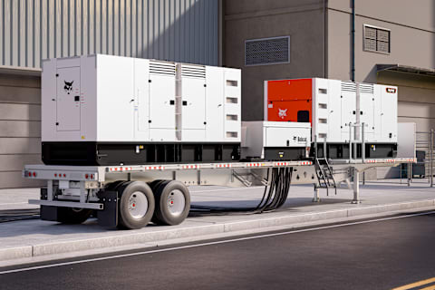 Bobcat PG1140 portable generator on trailer parked on jobsite