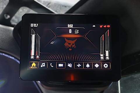 Detail of the 8-inch touch display panel in the cab of a Bobcat Pro T86-2 Compact Track Loader