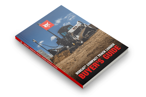 Cover of the Bobcat Compact Track Loader Buyer’s Guide Featuring a Bobcat Compact Track Loader Operating on a Jobsite