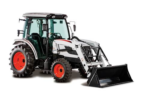 Front right quarter view of a Bobcat CT5558 Compact Tractor