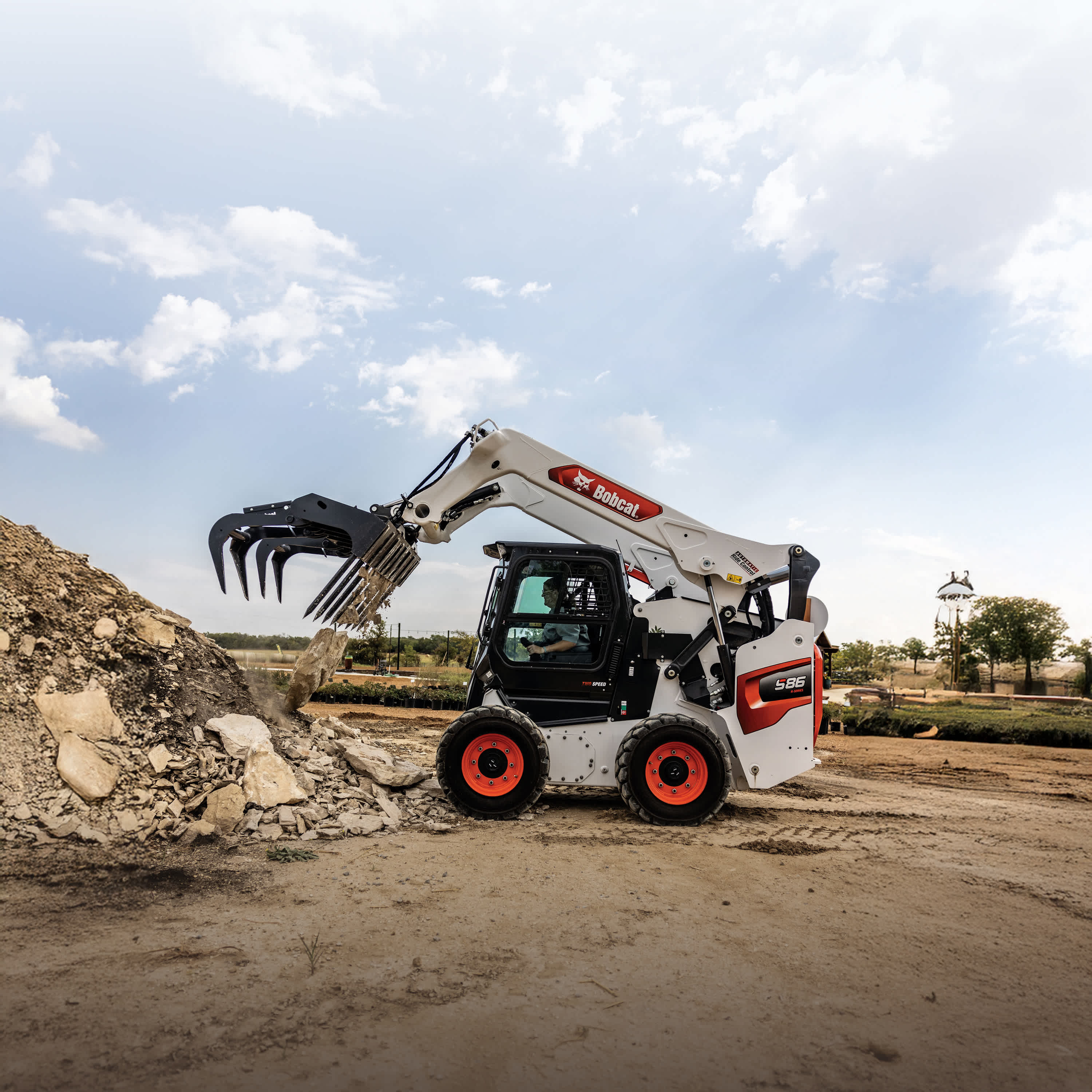 Bobcat S86 Skid-Steer Loader With Industrial Grapple Attachment