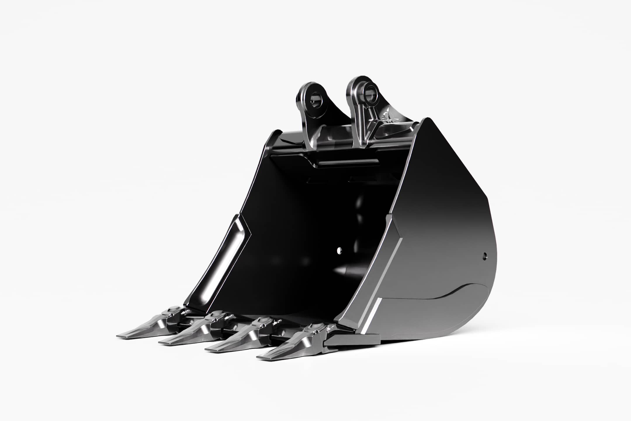 Cucharón para zanjas con pasador de servicio estándar para excavadora compacta Bobcat sobre fondo blanco