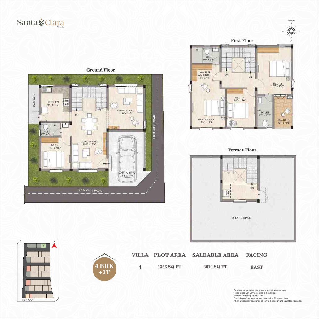 DAC Santa Clara — 4 BHK Villa — Villa 4 (1366 sq.ft plot, 2010 sq.ft saleable)