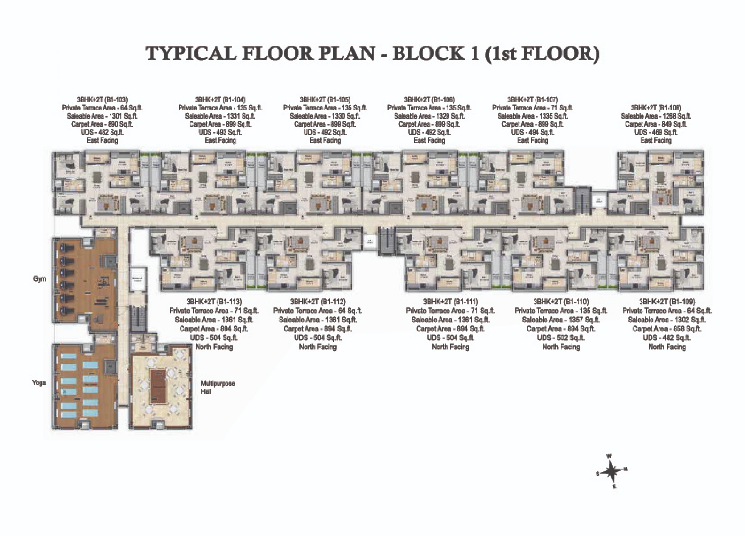Beena Clover — Typical Floor Plan — Block 1 (1st Floor)