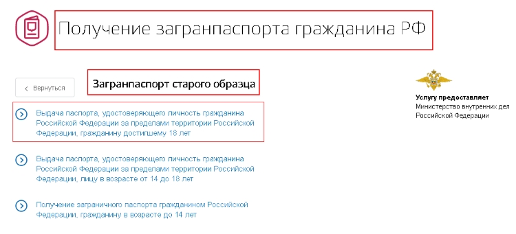 Процесс получения загранпаспорта через госуслуги старого образца