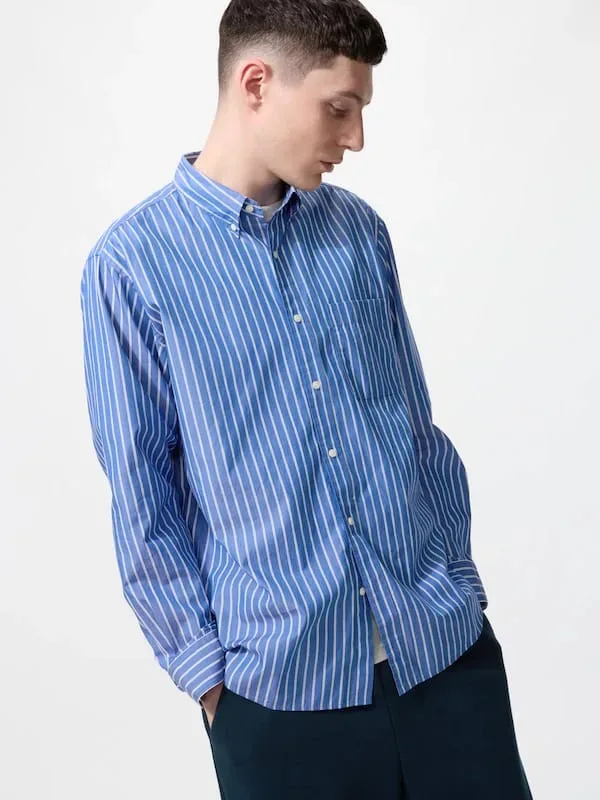 Uniqlo Camisa azul hombres