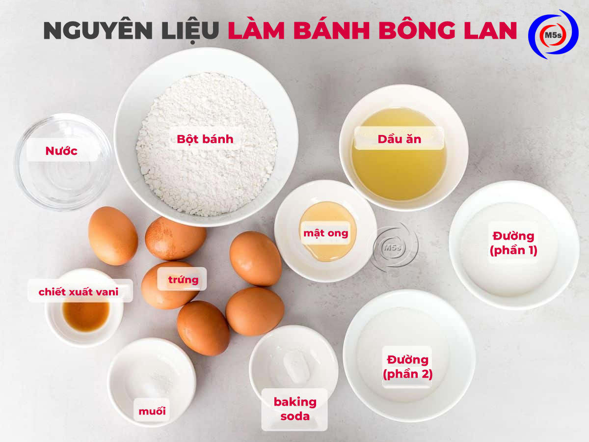 Nguyên liệu làm bánh bông lan cuốn