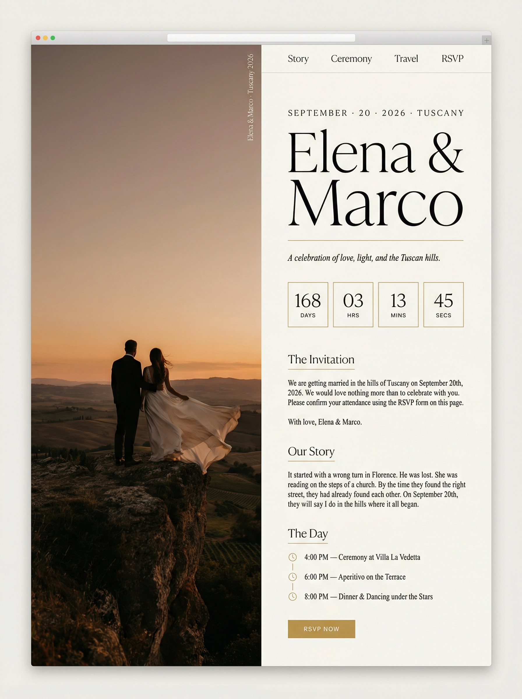 Coastal Breeze wedding website mockup