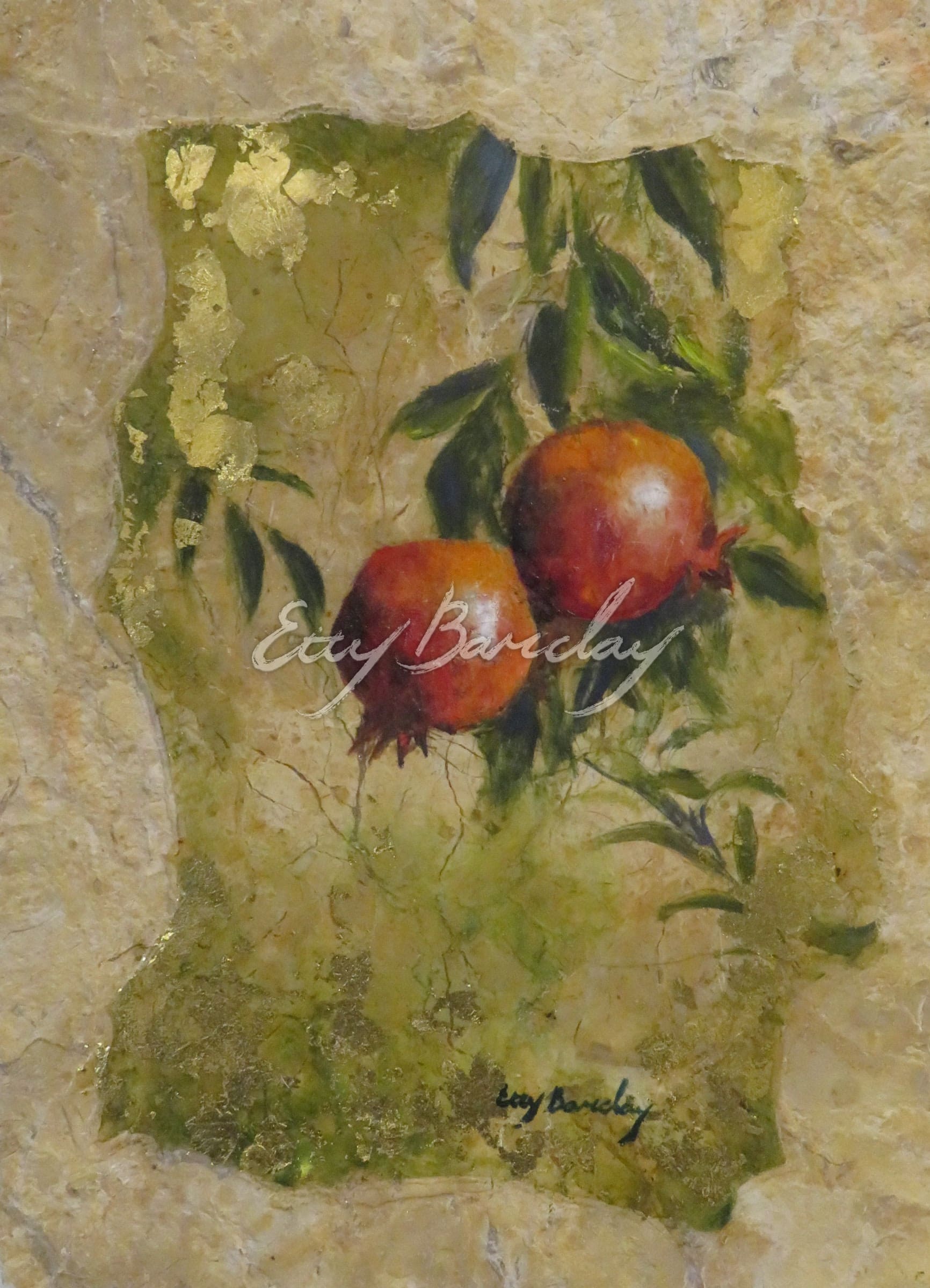 pomegranates with 24K gold leaf