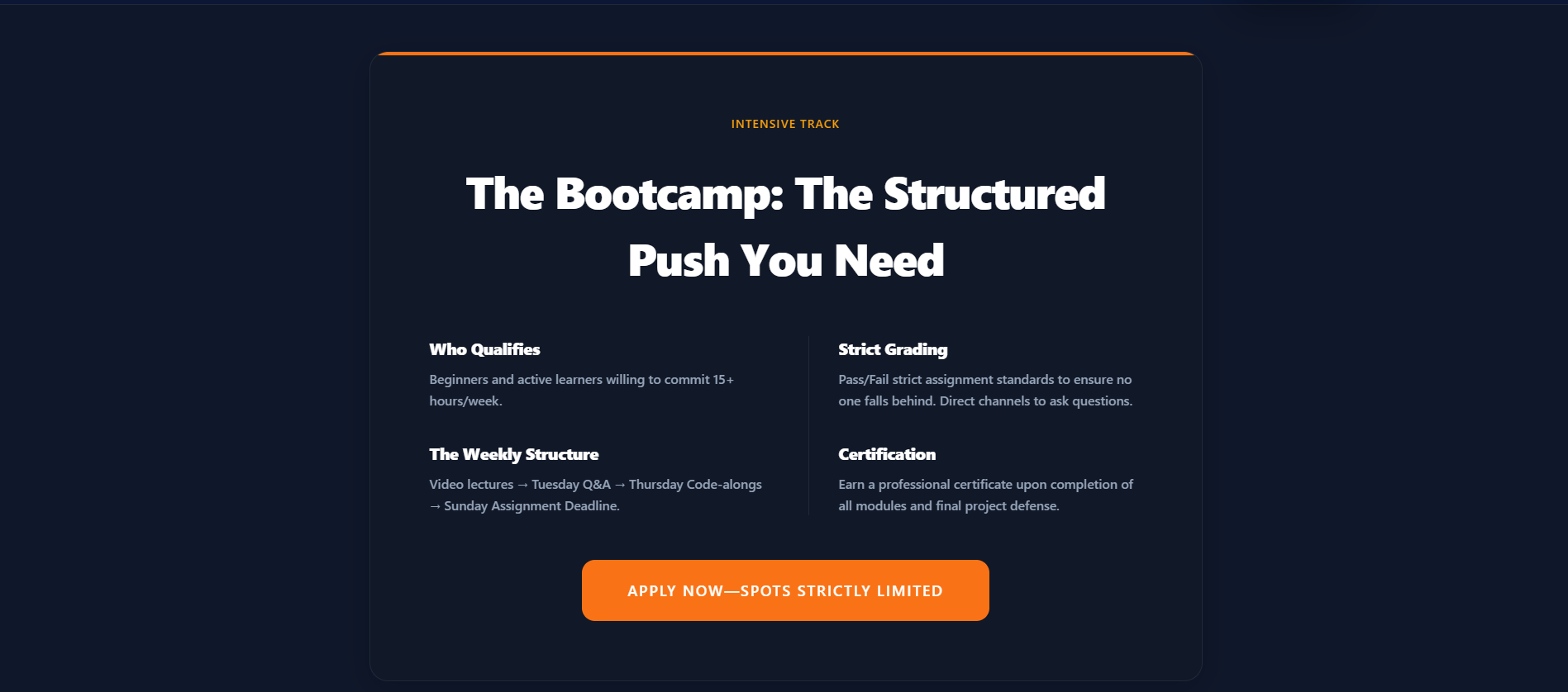 Bootcamp overview