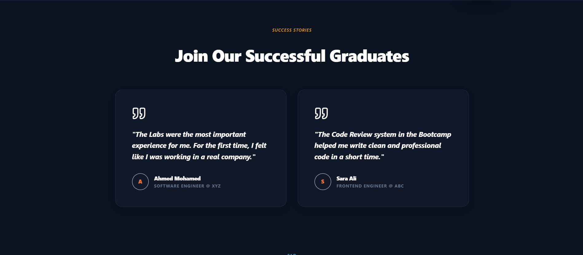 Student testimonials