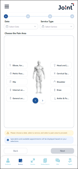 Pain area selection