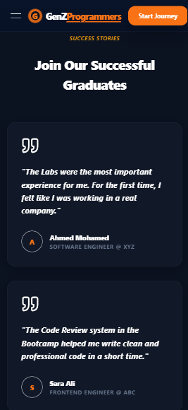 Student testimonials