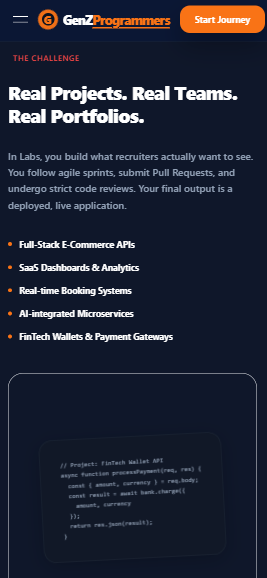 Real projects section