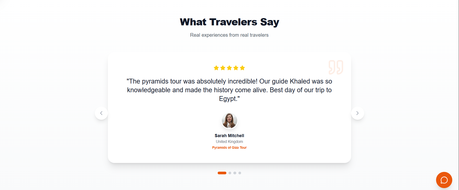 Traveler testimonials