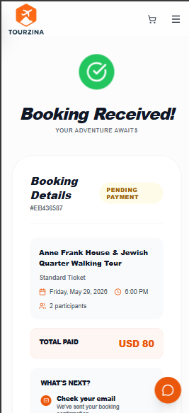 Mobile booking confirmation
