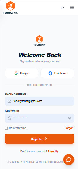 Mobile login page