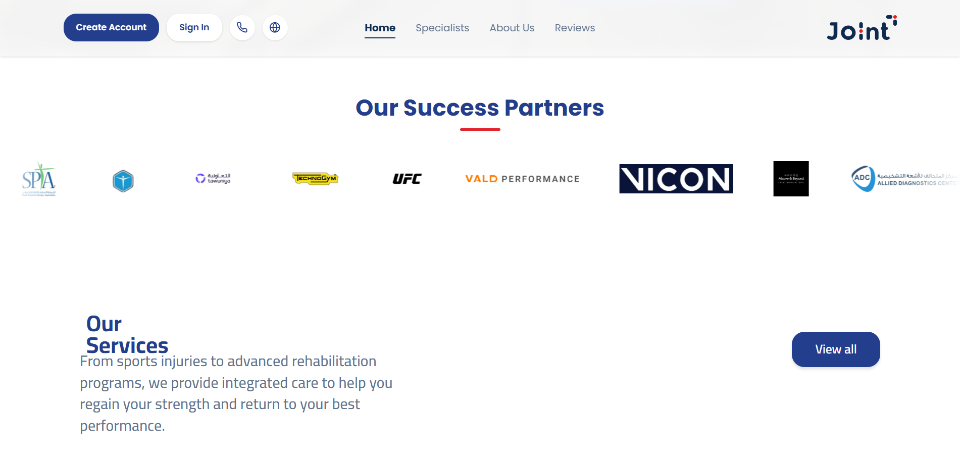 Joint success partners and rehabilitation services.