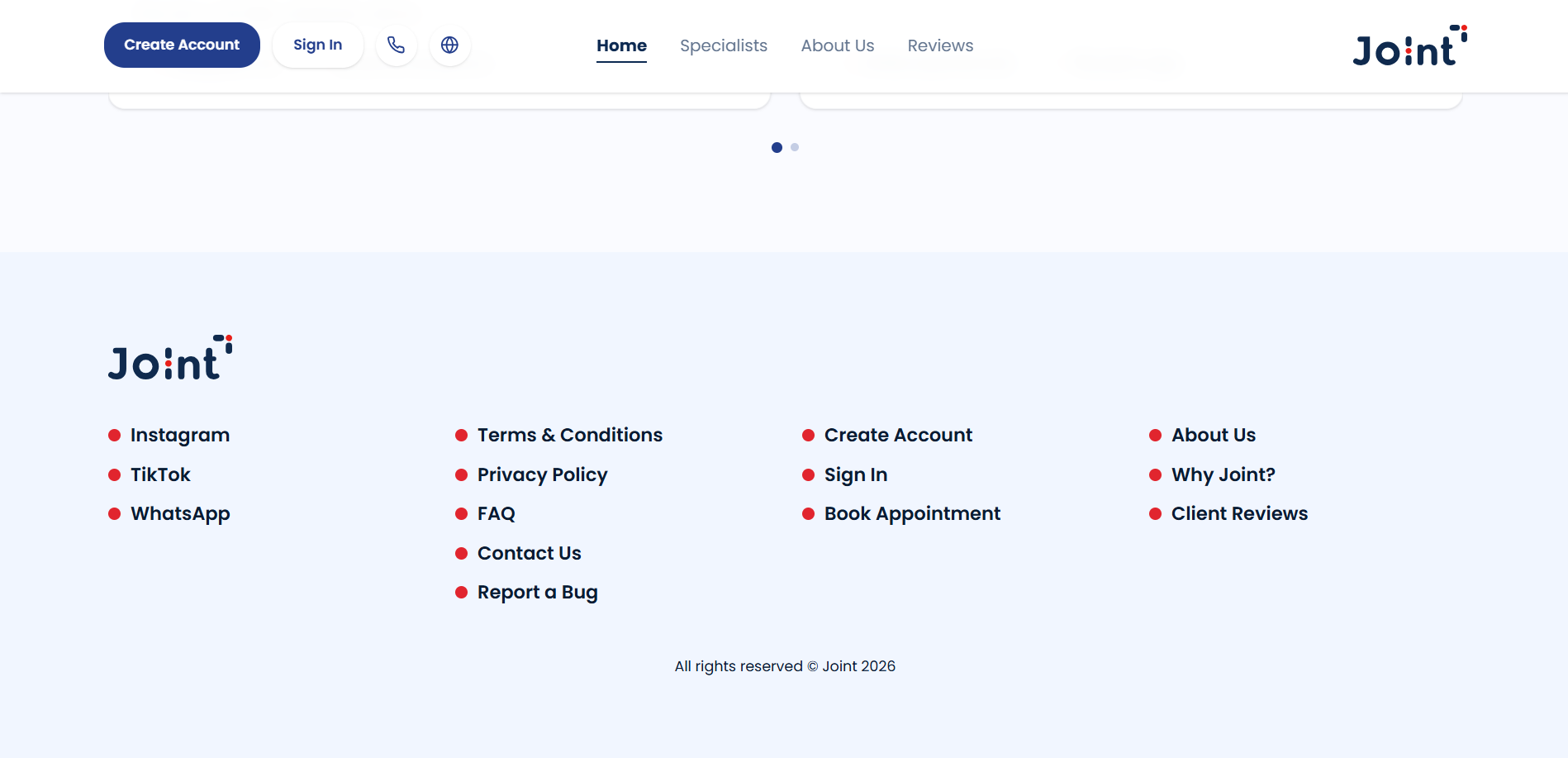 Joint website footer and navigation links.