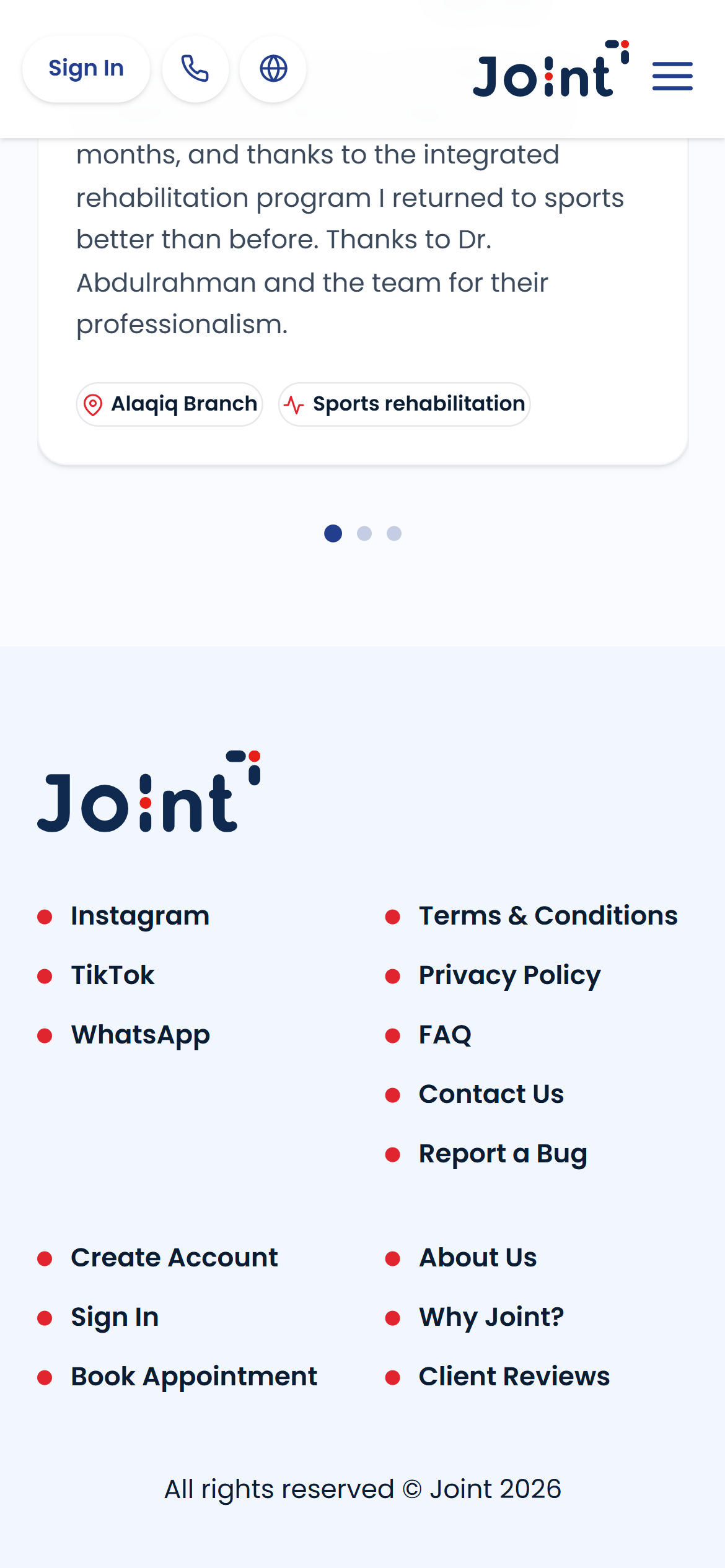 Joint website footer and navigation links.