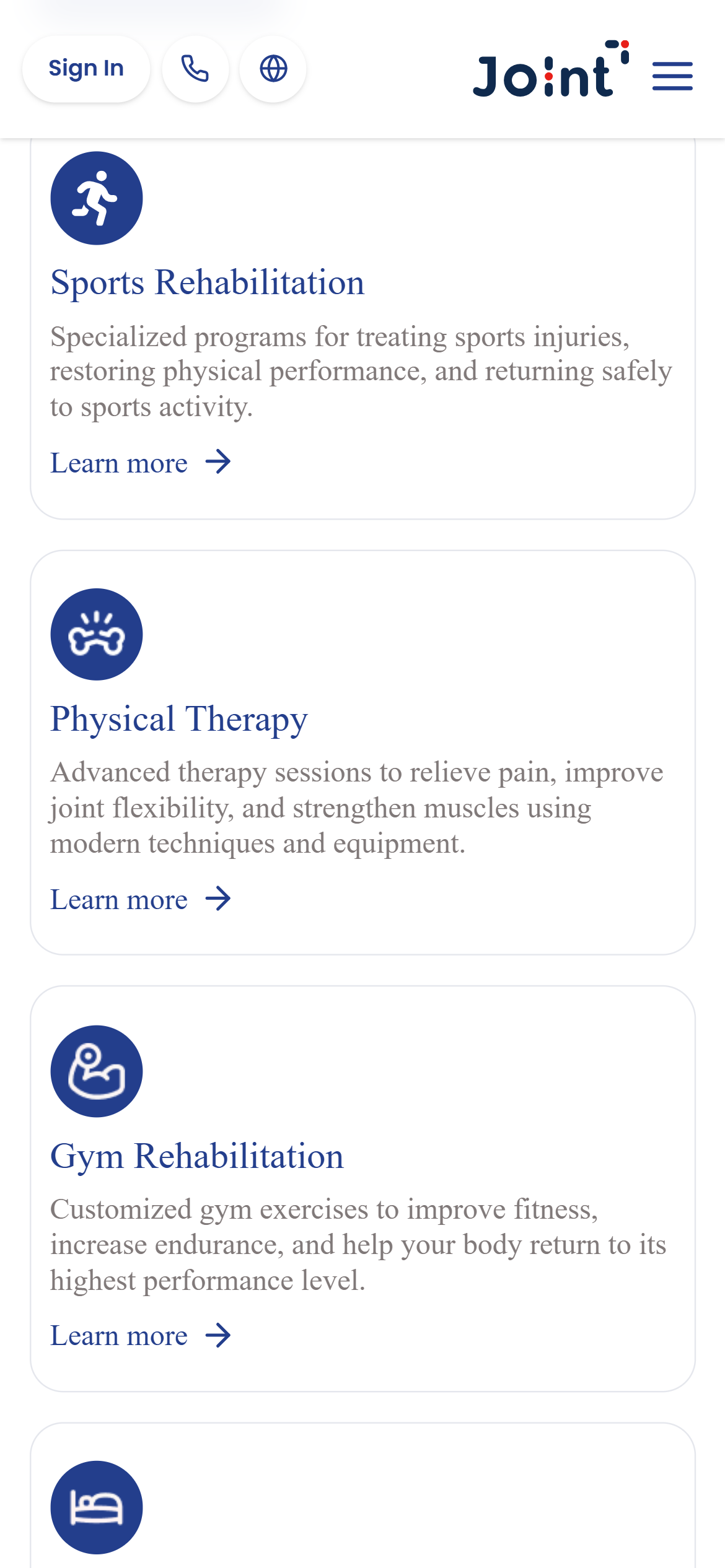 Joint rehabilitation services and trusted organizations.