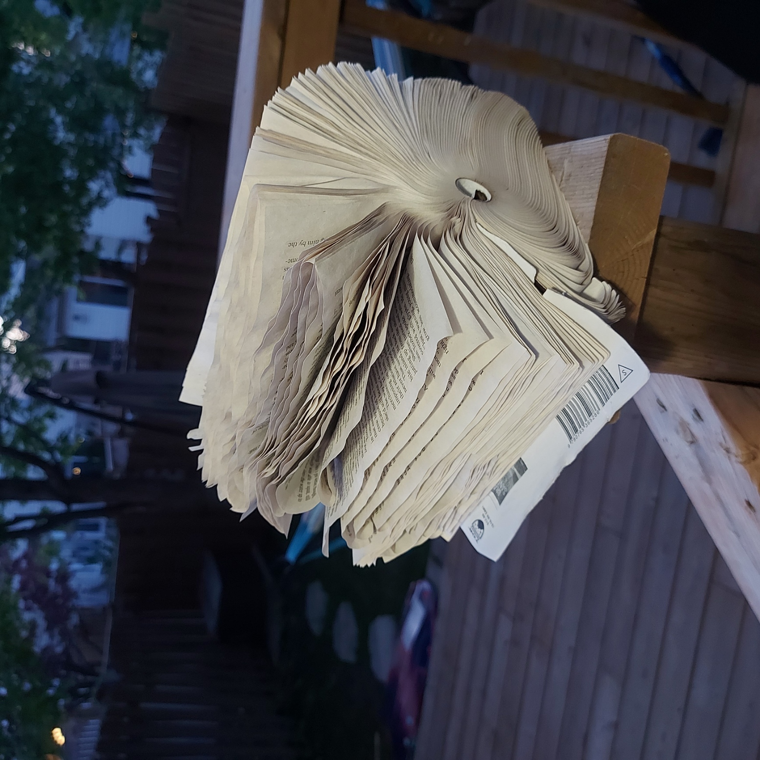 Picture of a book destroyed by rain.